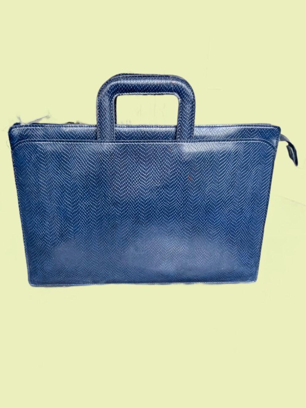 Hazel's Blue Leather Snakeskin embossed Briefcase with retractable handles